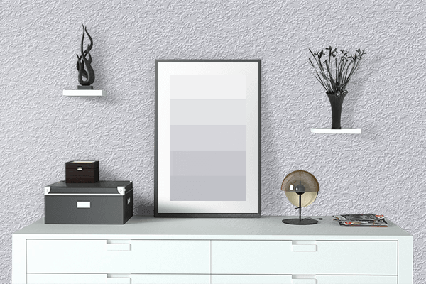 Pretty Photo frame on Cold White color drawing room interior textured wall