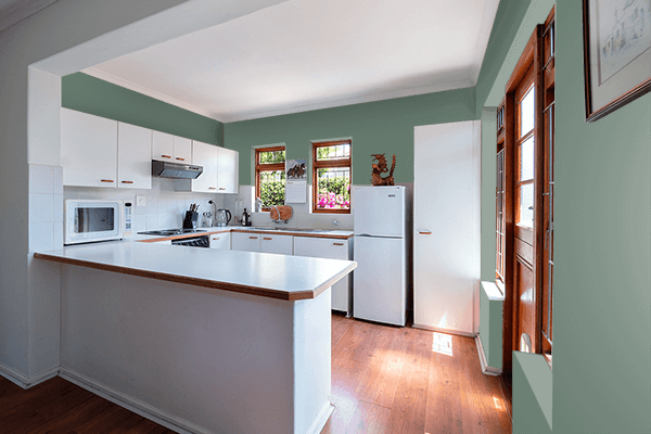 Pretty Photo frame on Atlas Cedar Green color kitchen interior wall color