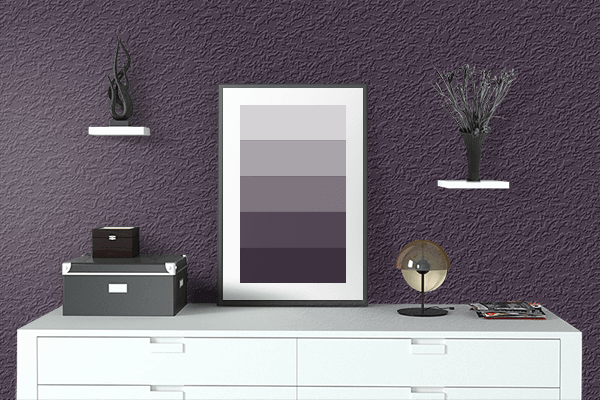 Pretty Photo frame on Black Magenta color drawing room interior textured wall
