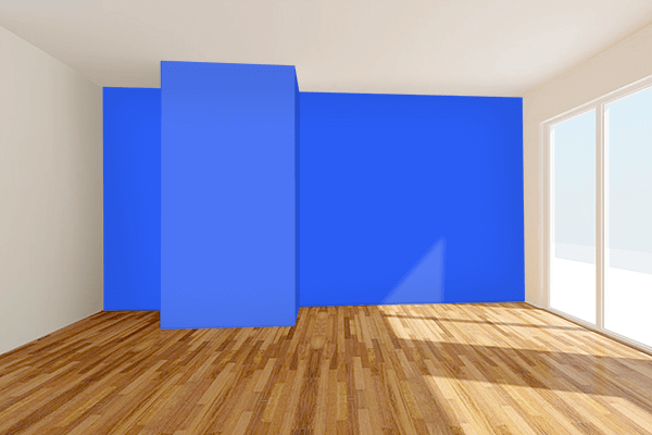 Pretty Photo frame on Radiant Blue color Living room wal color