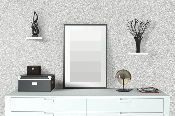 Pretty Photo frame on Bright White (Pantone) color drawing room interior textured wall
