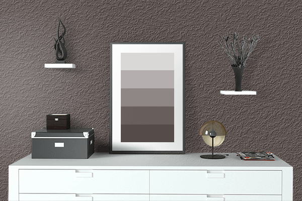 Pretty Photo frame on Dark Liver color drawing room interior textured wall