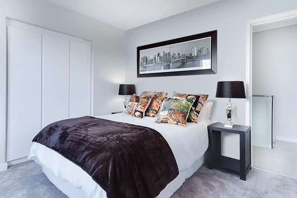 Pretty Photo frame on Icy Grey color Bedroom interior wall color