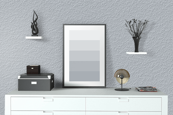 Pretty Photo frame on Icy Grey color drawing room interior textured wall