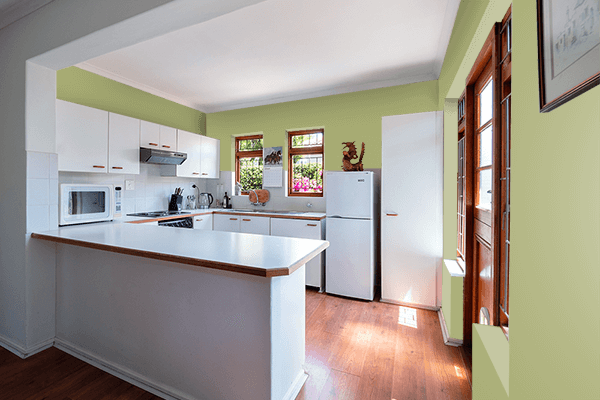 Pretty Photo frame on Wasabi Green color kitchen interior wall color