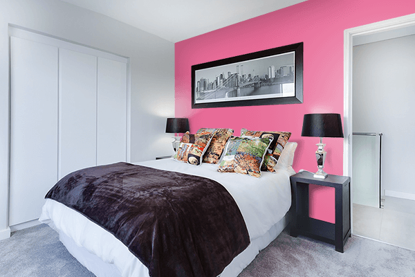 Pretty Photo frame on Azalea Pink color Bedroom interior wall color