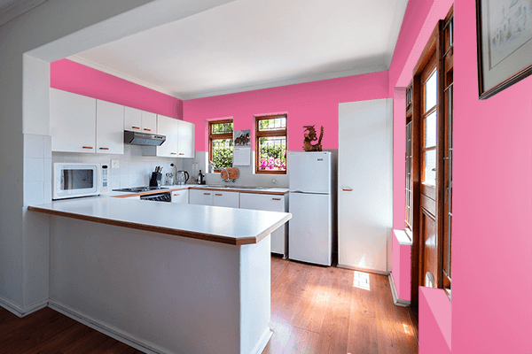 Pretty Photo frame on Azalea Pink color kitchen interior wall color