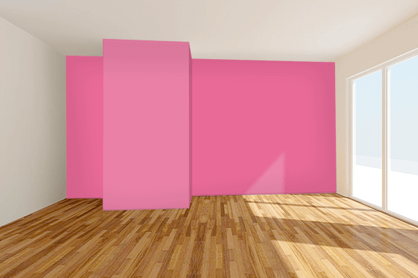 Pretty Photo frame on Azalea Pink color Living room wal color