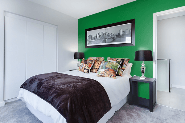 Pretty Photo frame on Australia Green color Bedroom interior wall color
