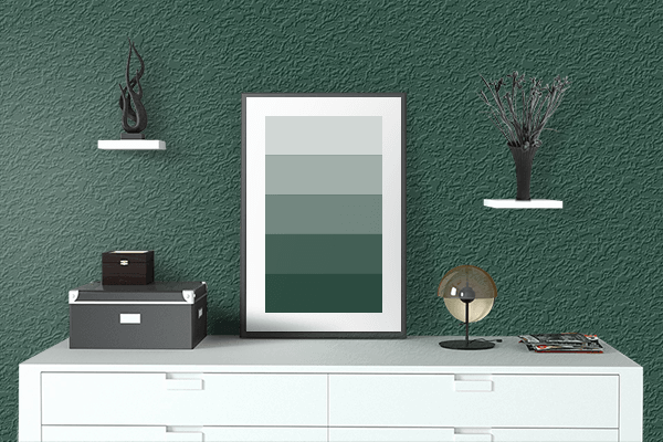 Pretty Photo frame on Sherwood Green color drawing room interior textured wall