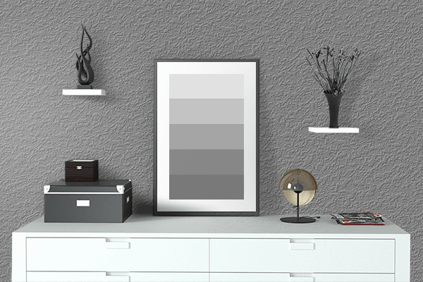 Pretty Photo frame on Pure Gray color drawing room interior textured wall