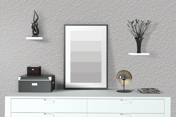Pretty Photo frame on Gray Melange color drawing room interior textured wall