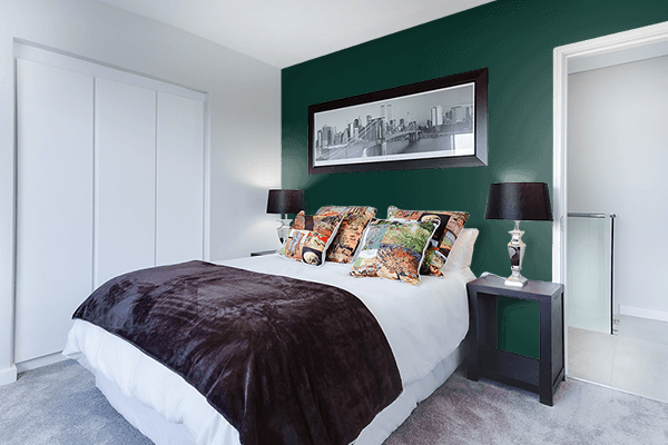 Pretty Photo frame on Fence Green color Bedroom interior wall color
