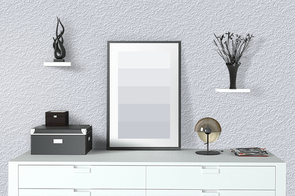 Pretty Photo frame on Alpine White color drawing room interior textured wall