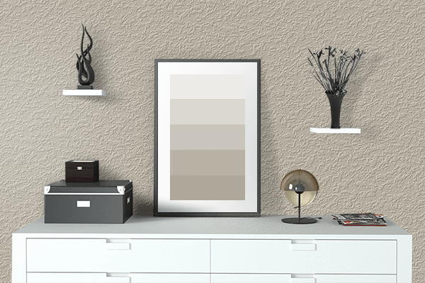 Pretty Photo frame on Oyster Gray color drawing room interior textured wall