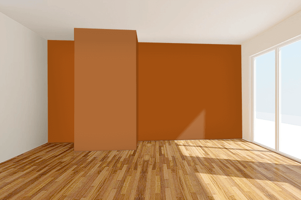 Pretty Photo frame on Brown Orange color Living room wal color