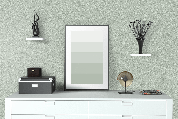 Pretty Photo frame on Leek White color drawing room interior textured wall