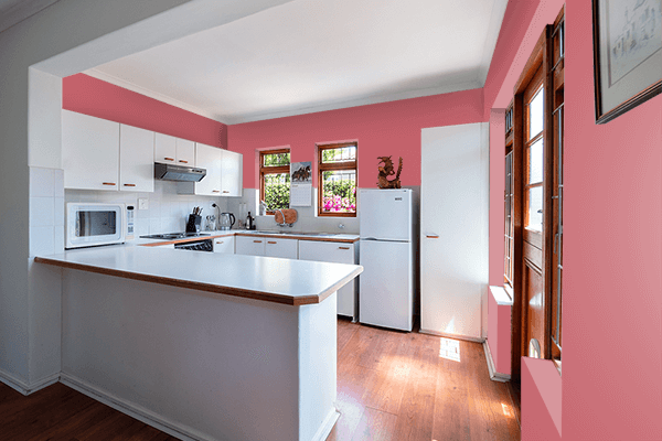 Pretty Photo frame on Grenadine color kitchen interior wall color