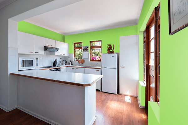 Pretty Photo frame on Young Green color kitchen interior wall color