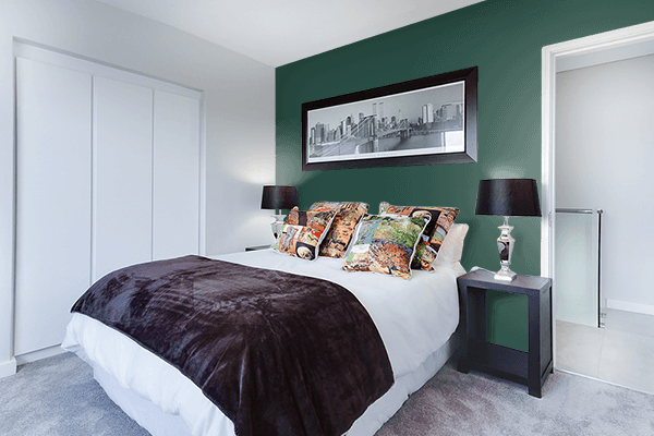 Pretty Photo frame on Blackboard Green color Bedroom interior wall color