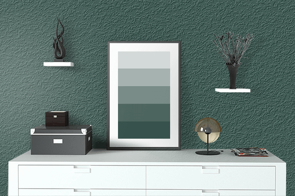 Pretty Photo frame on Blackboard Green color drawing room interior textured wall