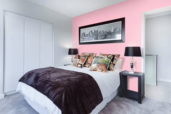 Pretty Photo frame on Simple Pink color Bedroom interior wall color