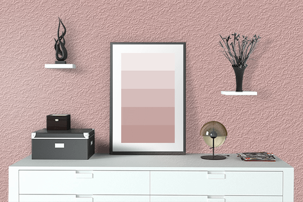 Pretty Photo frame on Pink Diamond color drawing room interior textured wall
