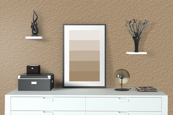 Pretty Photo frame on Beige Dune color drawing room interior textured wall