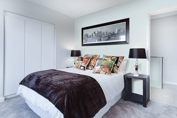 Pretty Photo frame on Polar Soft Blue color Bedroom interior wall color