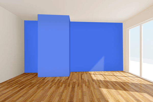 Pretty Photo frame on Original Blue color Living room wal color