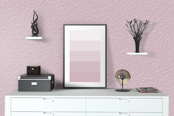 Pretty Photo frame on Light Pink Peony color drawing room interior textured wall