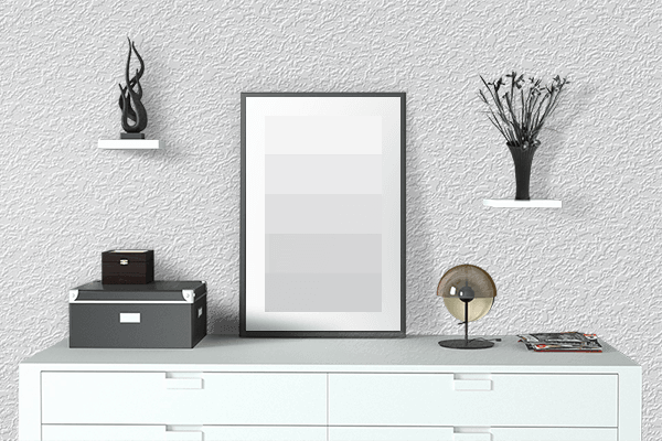 Pretty Photo frame on Intense White color drawing room interior textured wall