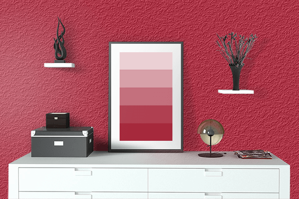 Pretty Photo frame on Chinese Red (Pantone) color drawing room interior textured wall