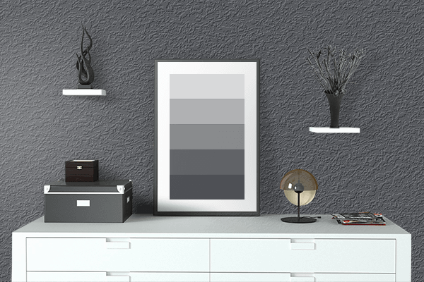 Pretty Photo frame on Graphite Grey (RAL) color drawing room interior textured wall