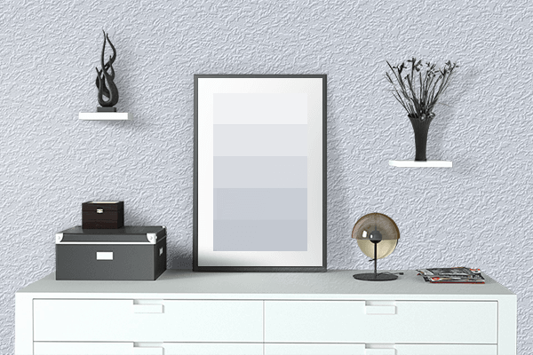 Pretty Photo frame on Pastel Snow color drawing room interior textured wall