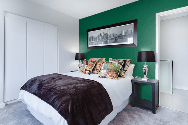 Pretty Photo frame on Emerald Green (Ferrario) color Bedroom interior wall color