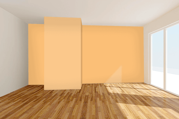 Pretty Photo frame on Light Orange color Living room wal color