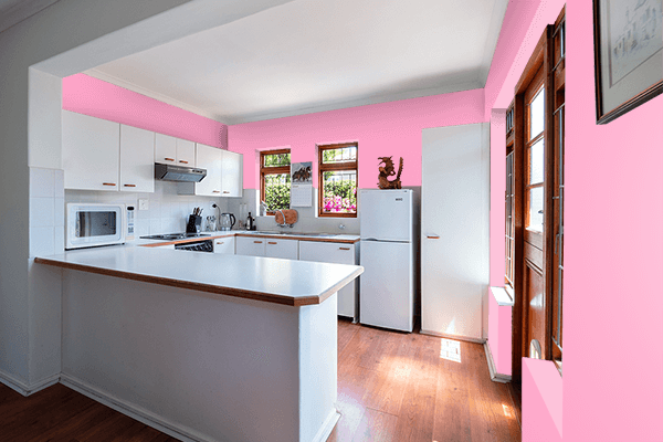 Pretty Photo frame on Carnation Pink color kitchen interior wall color