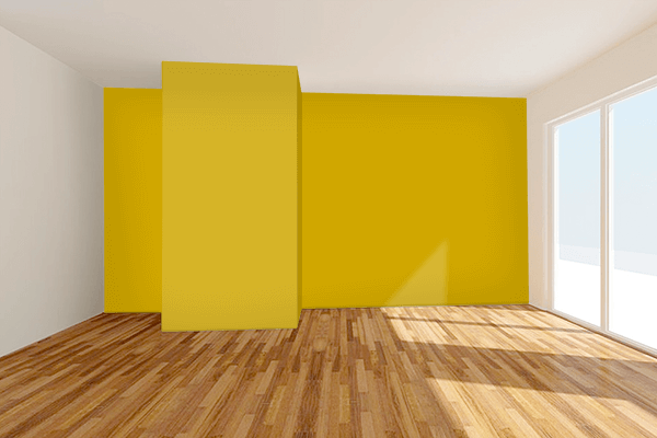 Pretty Photo frame on Prehnite Yellow color Living room wal color