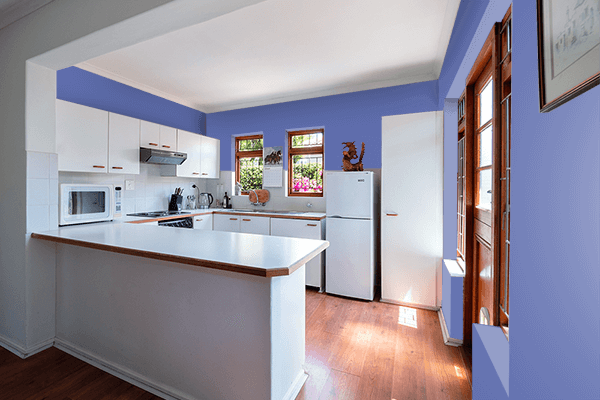 Pretty Photo frame on Baja Blue color kitchen interior wall color