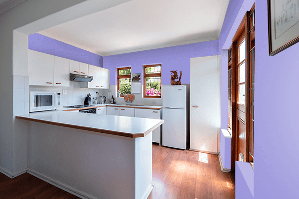 Pretty Photo frame on Blue Lavender color kitchen interior wall color