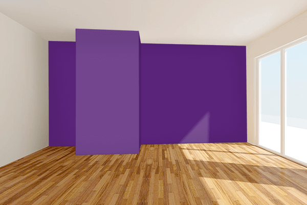 Pretty Photo frame on Supreme Purple color Living room wal color