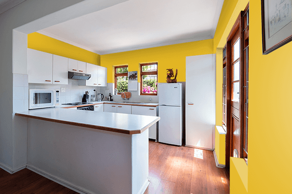 Pretty Photo frame on Romantic Gold color kitchen interior wall color