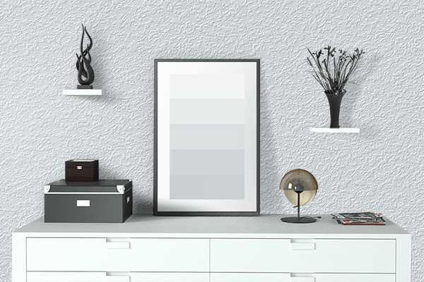Pretty Photo frame on Polar White color drawing room interior textured wall