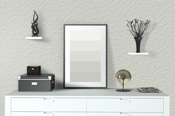 Pretty Photo frame on Touch Of White Green color drawing room interior textured wall