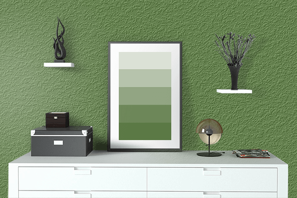 Pretty Photo frame on Thanksgiving Green color drawing room interior textured wall