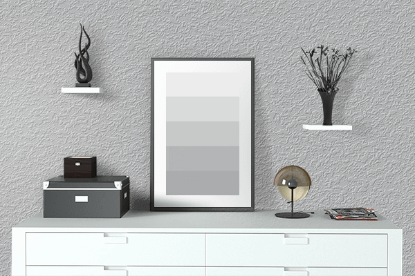 Pretty Photo frame on Glacier Gray color drawing room interior textured wall