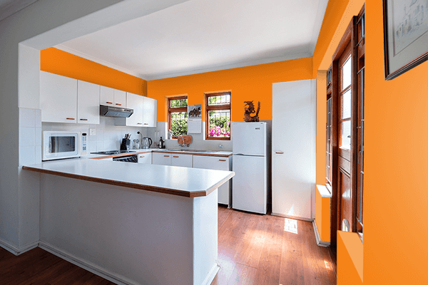 Pretty Photo frame on Nickelodeon Orange color kitchen interior wall color