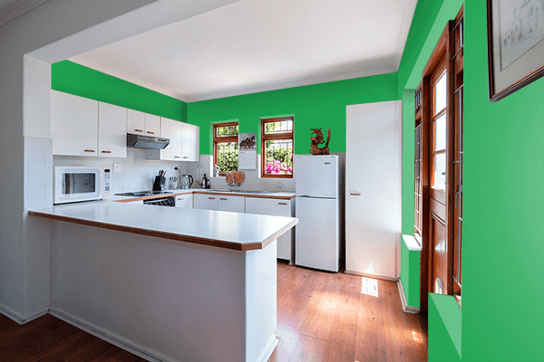 Pretty Photo frame on Energy Green color kitchen interior wall color