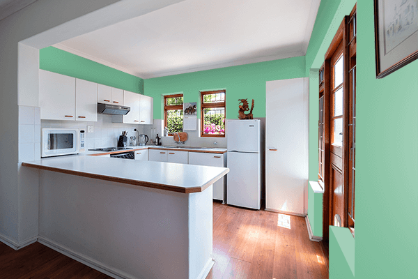 Pretty Photo frame on Mountain Lake Green color kitchen interior wall color